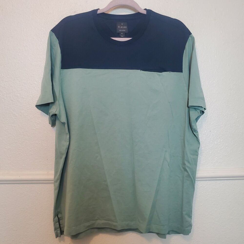 01.ALGO Pima Cotton Colorblock T-Shirt XXL Dark Sapphire Green Milieu Peru